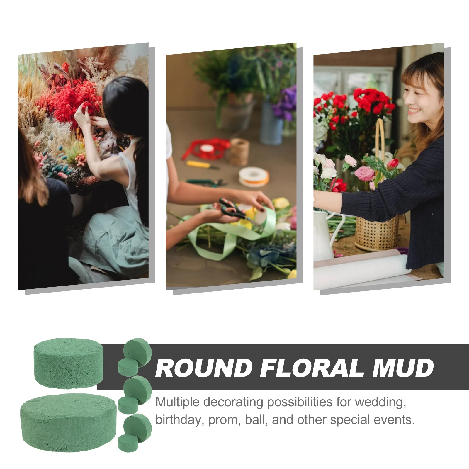 

8Pcs Round Floral Mud Blocks Fresh Flower Arrangement Supplies for DIY Wedding Birthday Decor Flower Holding Mud Base