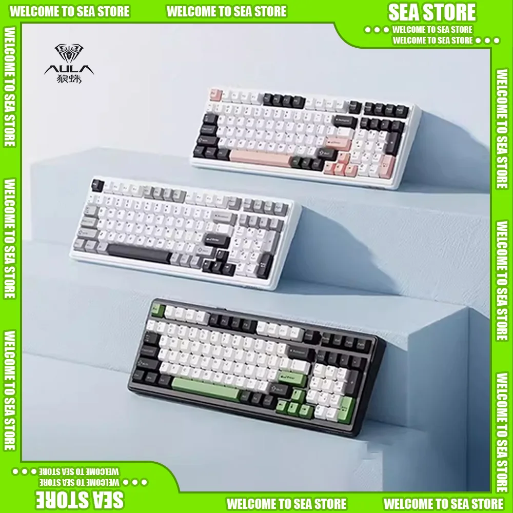 AULA F99 Pro Механические клавиатуры Night Kingdom Whale Sea Axis Bluetooth Беспроводная проводная 98-клавишная настраиваемая клавиатура с возможностью горячей замены