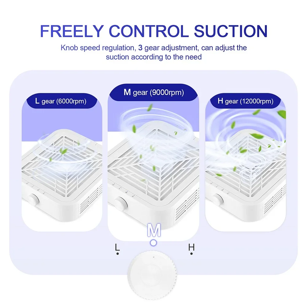Collecteur de poussière d'ongles sans brosse puissant 120W, Super aspiration, ventilateur de manucure pour Nail Art, aspirateur avec 2 filtres pour usage en Salon