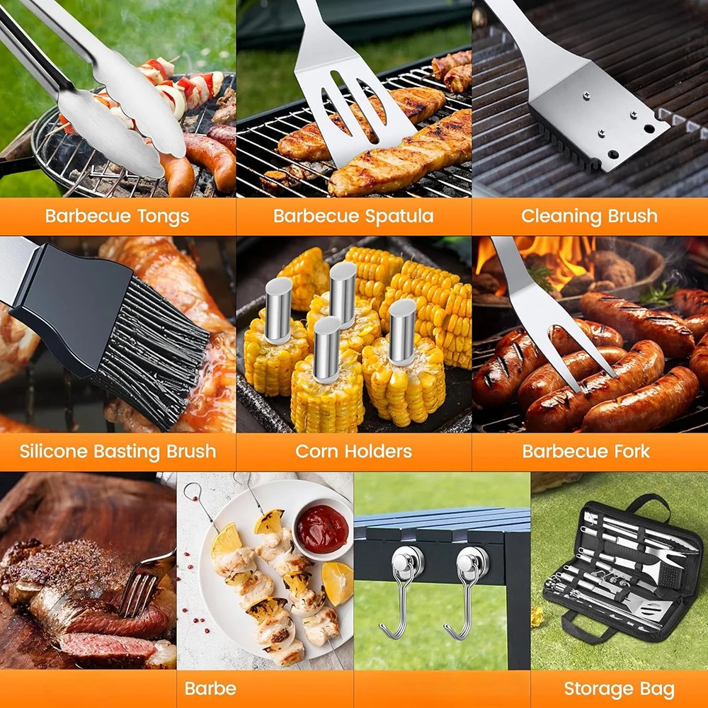 15-Piece BBQ Grill Tool Setbbq tool set, grill accessories, barbecue tools, stainless steel, grilling utensils, outdoor cooking, bbq kit, grill tools, barbecue gift, camping grill, 2