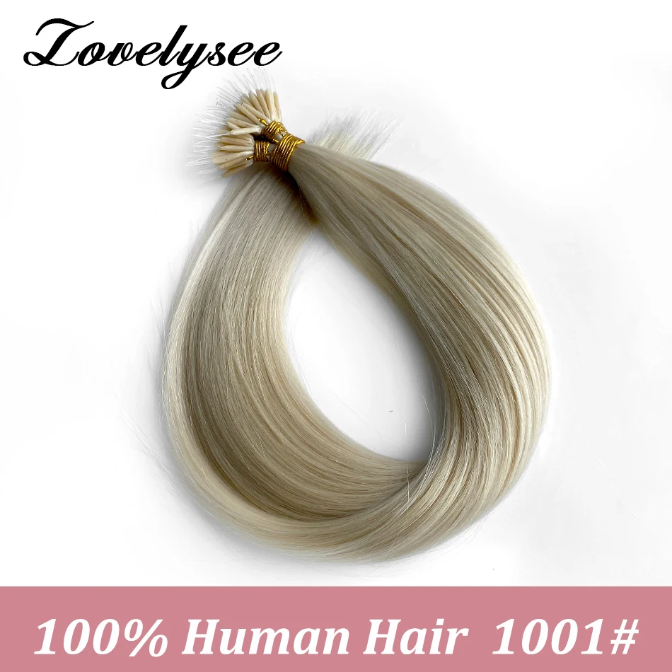 Elastic Ring Links Remy Human Hair Extensions 14-28 Inch Keratin Straight European Nano Tip Real Human Hair 16 Colors Available