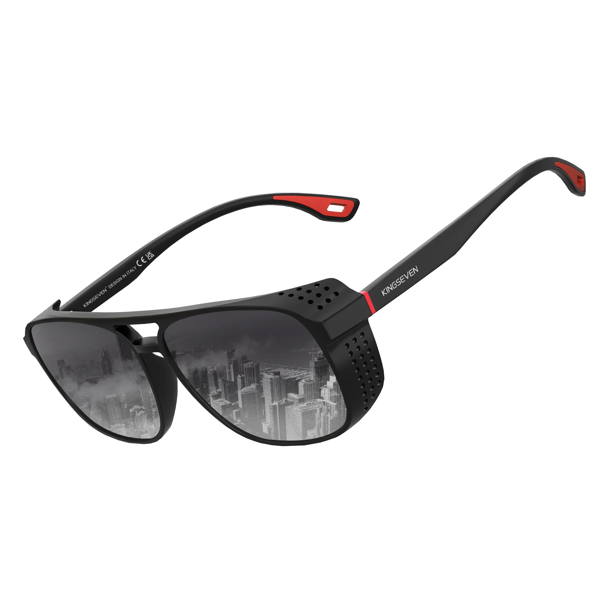 KINGSEVEN Trendy Rechteck Große Rahmen Sonnenbrille Vintage Polarisierte Frauen Männer Gläser Kausalen Fahren Urlaub Brillen UV400 – Detail 7