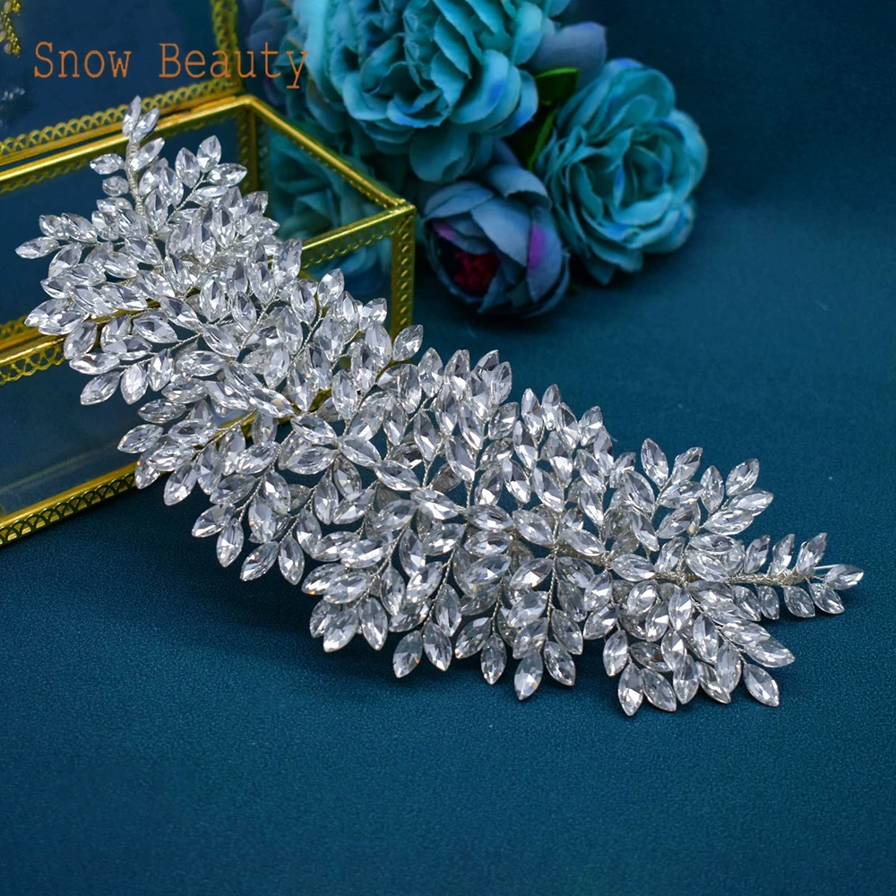 DZ005 Rhinestone Wedding Tiara Women Hair Accessories Crystal Headband Silver Vintage Bridal Crown Headpieces Party Headwear