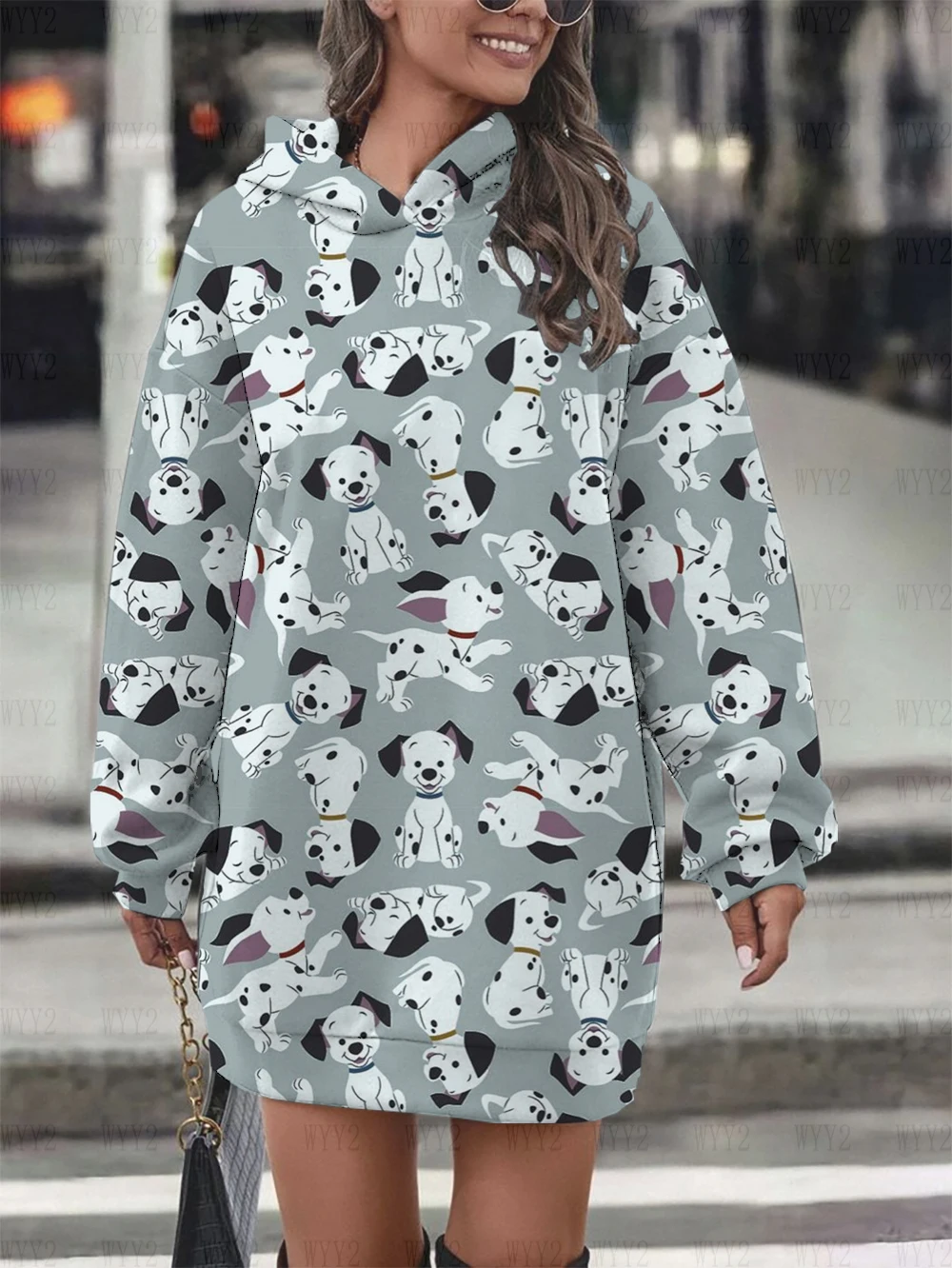 Disney Animals Hoodie Fashion Retro Dalmatians Cartoon Sweatshirt Pullover Cute Harajuku Ladies Sweatshirt Dress Pocket Top