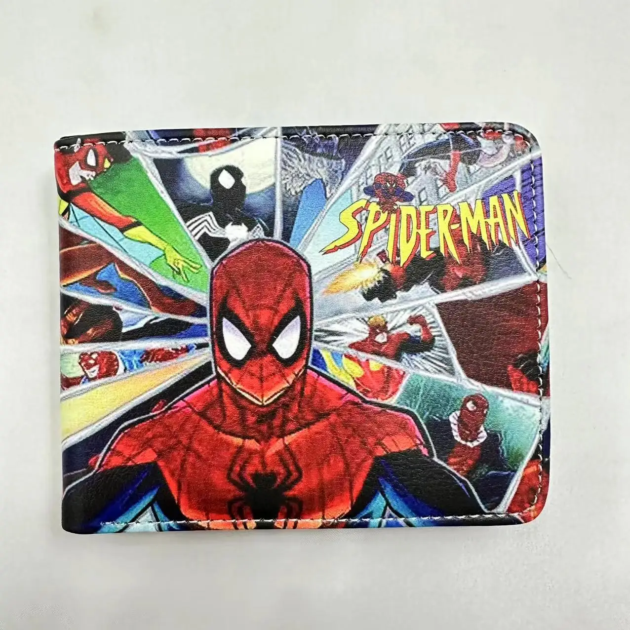 Spiders Man Cartoon PU Carteira de couro para meninos e meninas, Anime Coin Purse, presente de aniversário para estudantes, novo