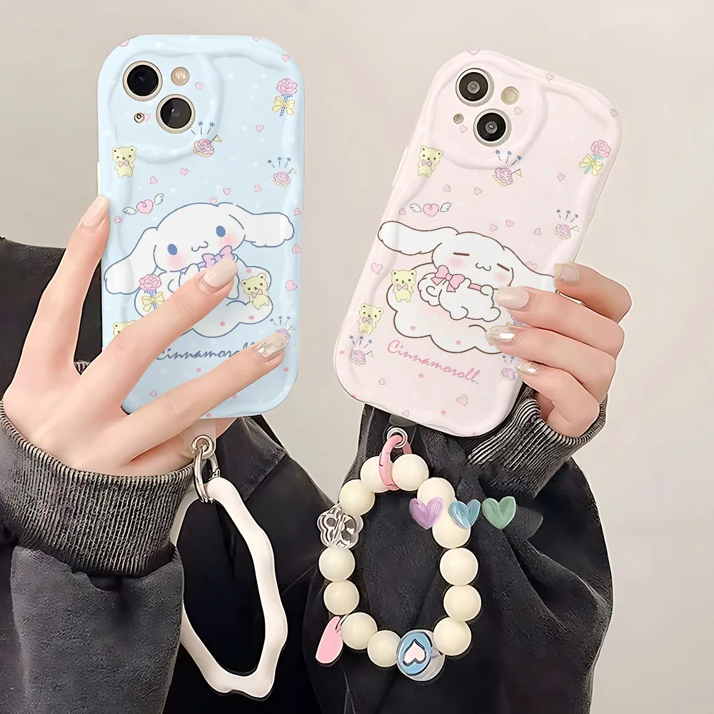 

Розовый милый чехол Cinnamoroll с браслетом для телефона Samsung Galaxy M16 A56 A36 A26 A16 A35 A55 A25 A15 A54 A34 A24 A73 A53 4G 5G