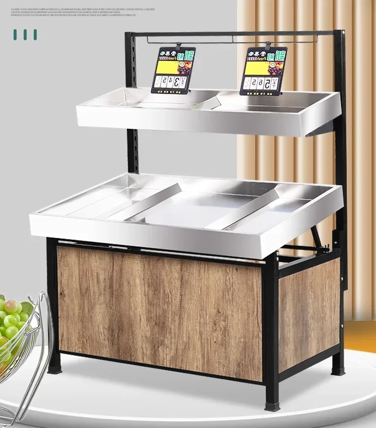 Vegetable shelves stainless steel multi-layer supermarket convenience store fresh shelves