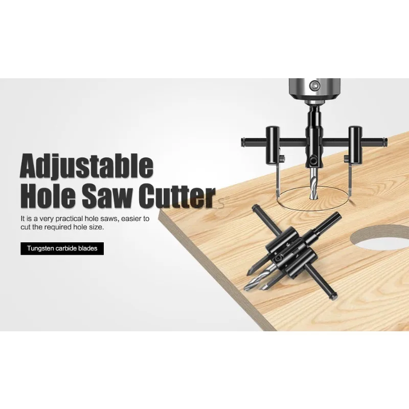 

Adjustable Aircraft Type Hole Opener Board Fixing Hole Punching Tool Home DIY Carbon Steel Woodworking Stable Hole Opener Tool