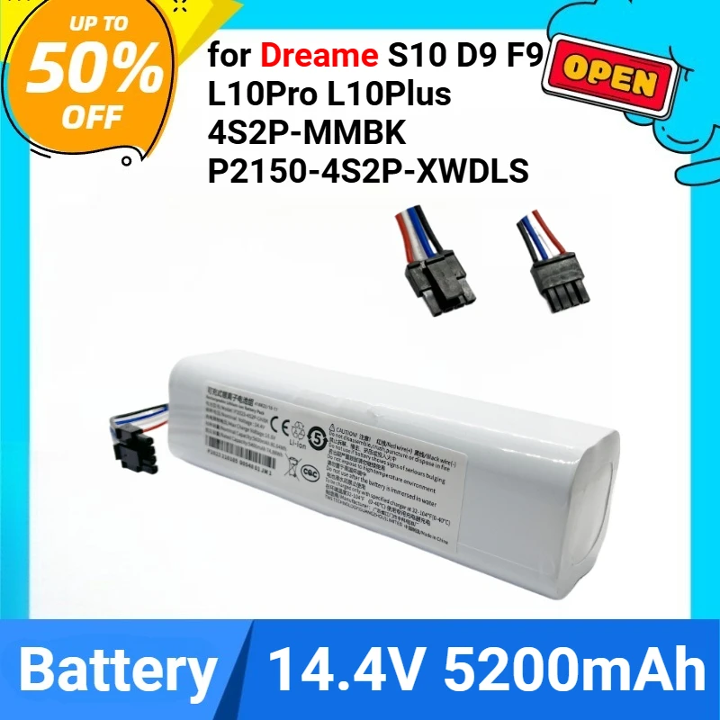 

Сменная батарея 14.4В 5200мАч для Dreame S10 D9 F9 L10Pro L10Plus 4S2P-MMBK P2150-4S2P-XWDLS для пылесоса Xiaomi Mijia