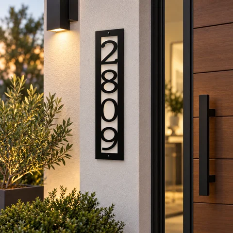 Custom Modern House Number Sign Acrylic Address Sign Outdoor Waterproof Plaques Vertical Horizonta Door Sign Plate Decoration