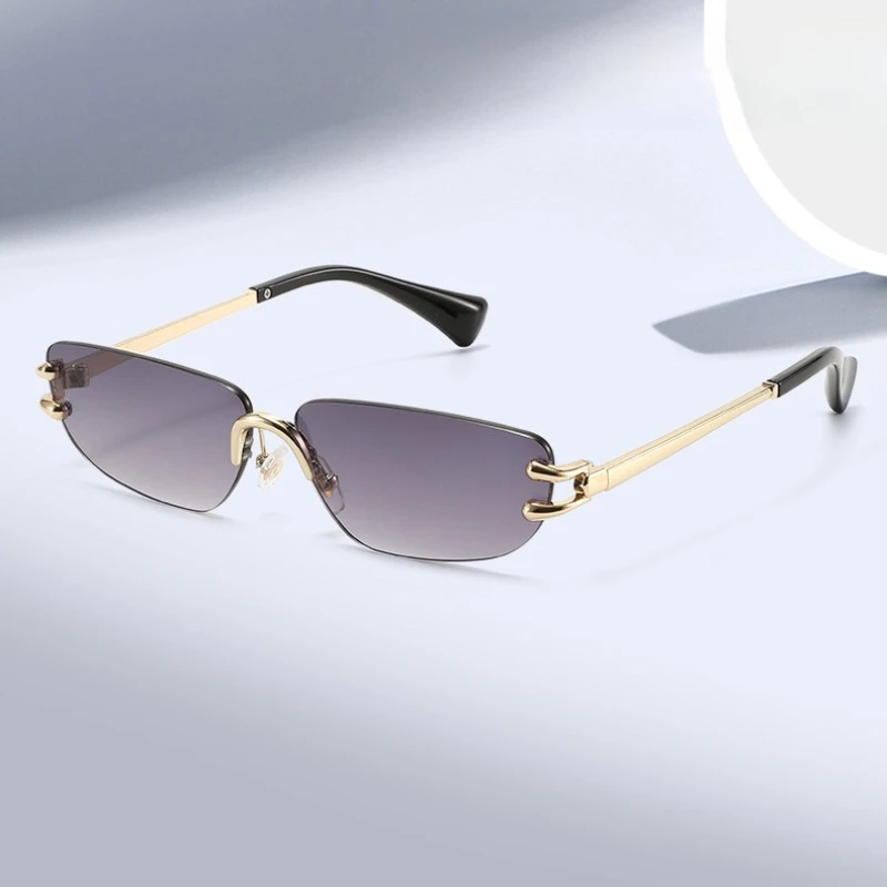Fashion Rimless Sunglasses Rectangle Women Men Color-changing Shades Female Male Summer Traveling Eyewear Square Driving Glasses