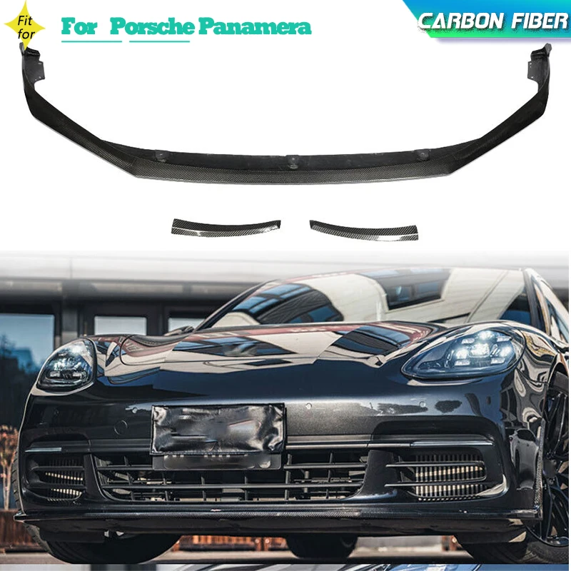 

Carbon Fiber Car Front Bumper Lip Spoiler with Splitters for Porsche Panamera 4-Door 2017-2019 Front Bumper Lip Chin Protector