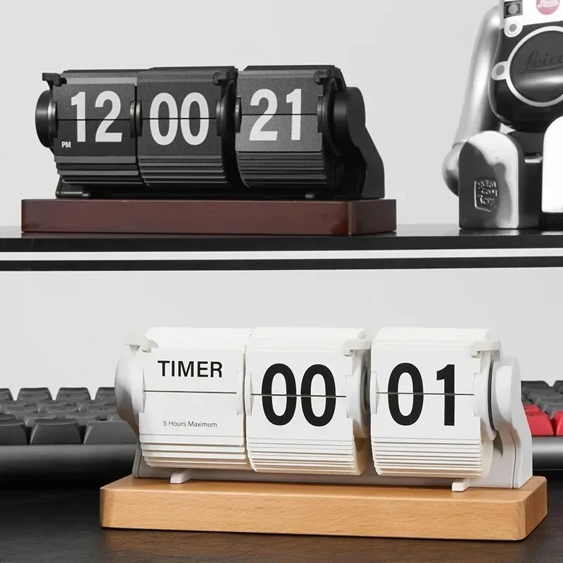 Vintage Flip Table Clock Page Turning Desk Watch Luxury Living Room Tabletop Clocks Modern Aesthetic Silent Desktop Watches