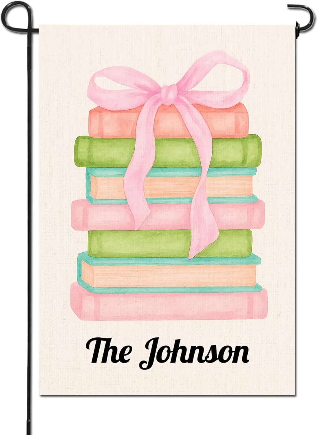 Colorful Books Garden Flag Custom Pink Yard Flag with Name Personalized Garden Flags Double Sided Anniversary Wedding Birthd ZZM