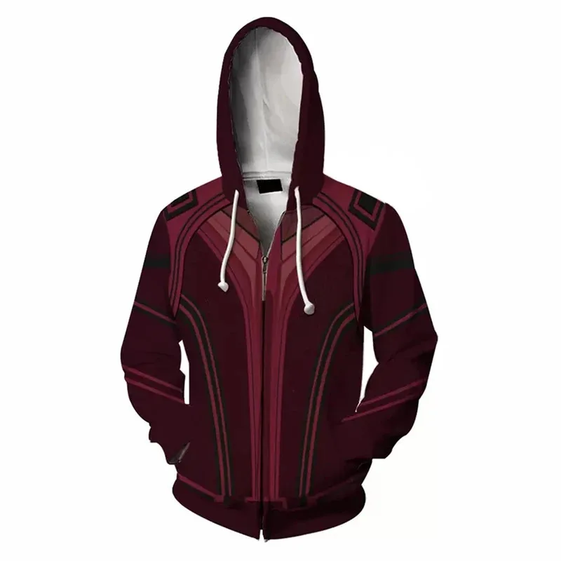 

Wanda Maximoff Scarlet Witch Cosplay Hoodie 3D Printed Hooded Halloween Men Women Fashion Jacket Zip Up Thin Party Costume