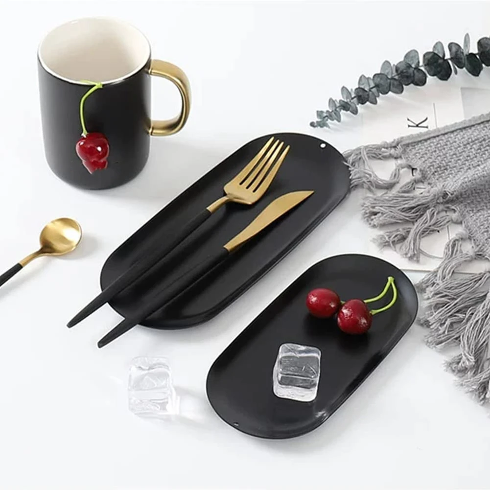 Ovale Aufbewahrung stablett Artikel Tablett ovale Kosmetik schalen Kerzen Tablett schwarz Serviert abletts Buffet platte für die Heim dekoration