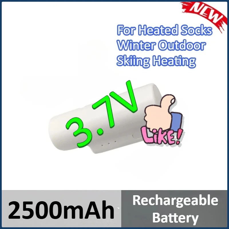 

3.7V 2500mAh Rechargeable Battery for Heated Socks Winter Outdoor Skiing Heating Socks Type-c Charging Cable Lithium Batteries