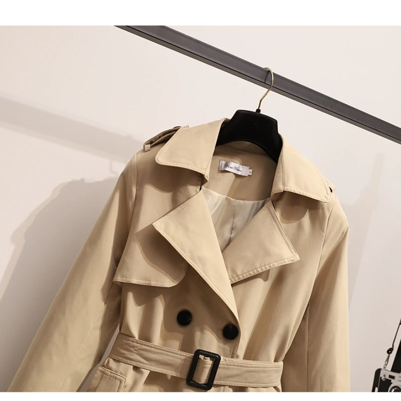 Mode Trenchcoat hochwertige Frühling und Herbst Khaki mittellanges Temperament schlanke Mäntel klassische Freizeit mantel Frauen