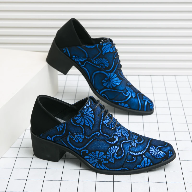 

Men's Wedding Shoes 5.8cm Lift Heel Fashion Leather Formal Shoes for Banquet Party Prom Groom Tuxedo Dress Shoes