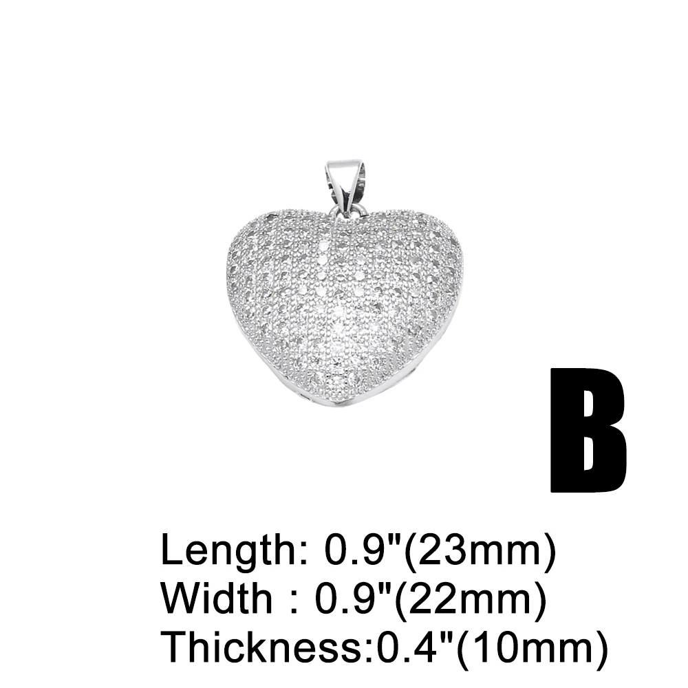 OCESRIO Fashion White Crystal Silver Color Heart Pendant for Necklaces Copper Gold Plated Jewelry Making Supplies pdtb658