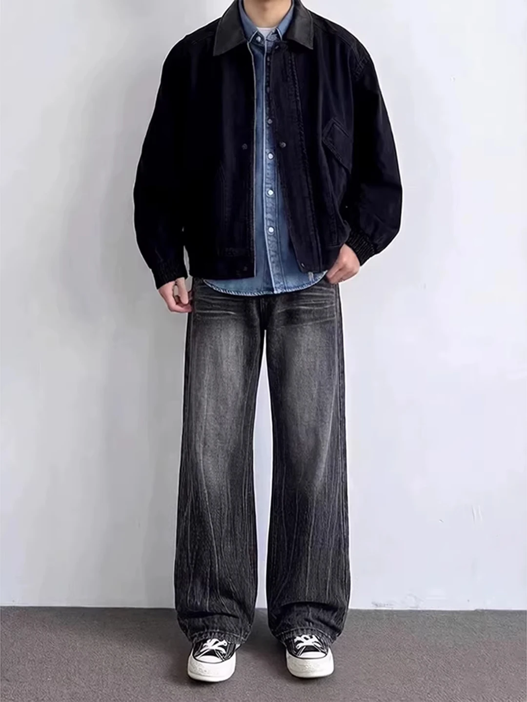 

Bla Lightning Pattern Flared Jeans Men's Straight Leg Knife Rise American High Street Sle Casual Youth Jeans