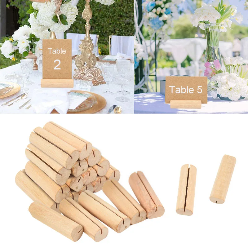 20Pcs Wooden Place Card Holder Name Card Table Number Holder Photo Picture Stand Menu Holder for Wedding Birthday Party Decor