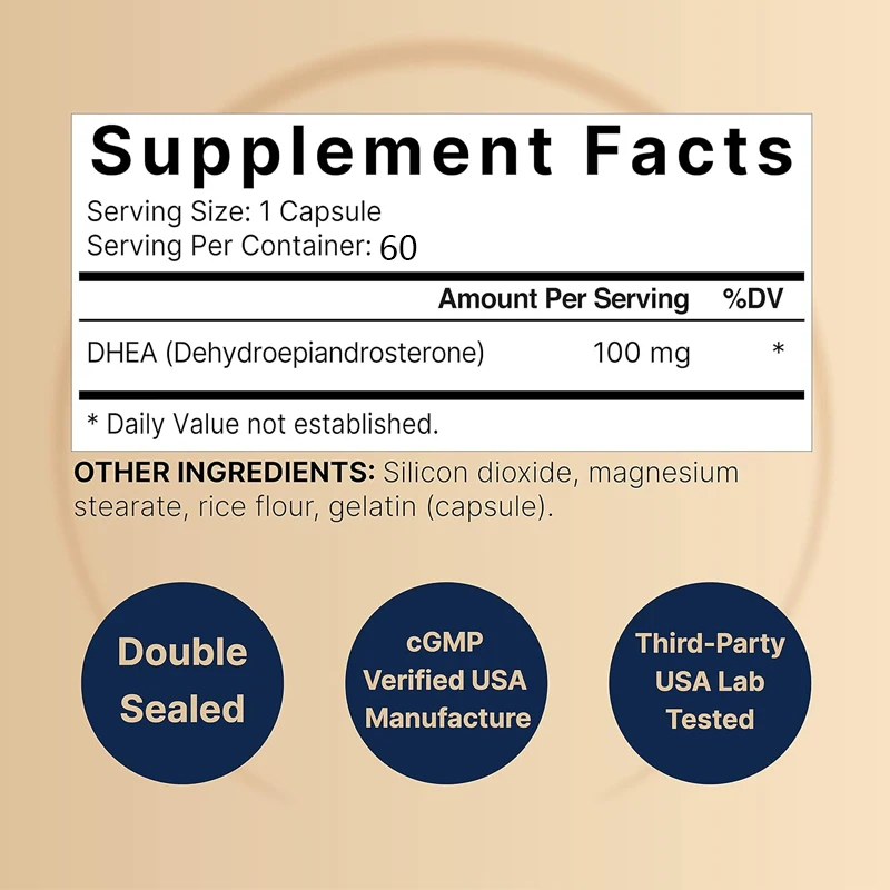 DHEA 100mg | Extra strength, micronized grade, better absorption, supports male and female energy levels, metabolism