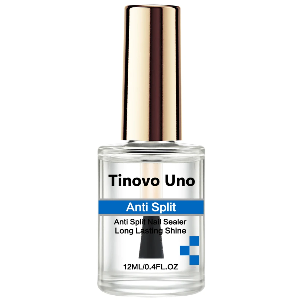 Tinovo Uno Anti Slipt Nail Sealer Normal Nail Polish Top Coat Long Lasting Shine Finish 12ML Clear Lacquer Repair Brittle Nails