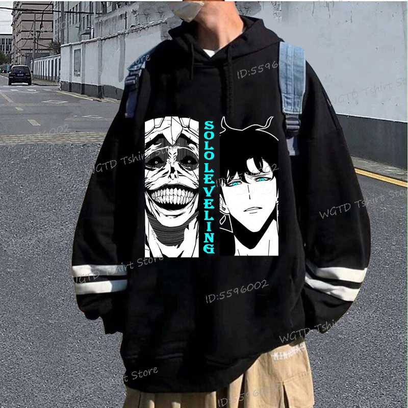 Trendy Anime Apparel Solo Leveling Sung Jinwoo Harajuku Fashion Streetwear Hoodie Unisex Anime Lover Gift Casual Hooded Shirt