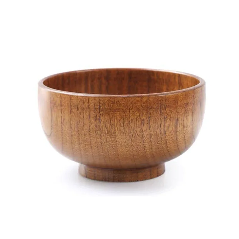 Handmade Wood Bowl for Rice Soup Sauce Dipping Wooden Dinnerware Unbreakable Round Wooden Bowls 7 Size Assorted