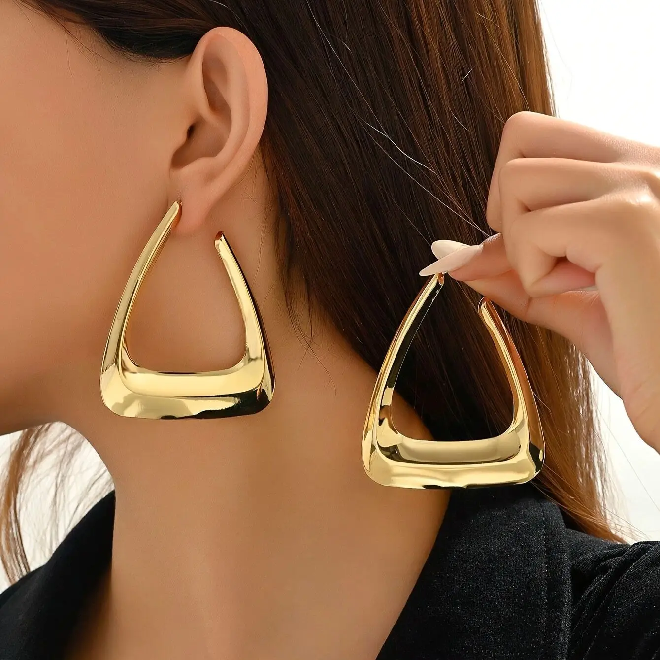 Nueva gran oferta exagera Hip-Hop Punk geometría pendientes de Metal cuadrados grandes para mujer moda personalizada Praty Jewerly regalos