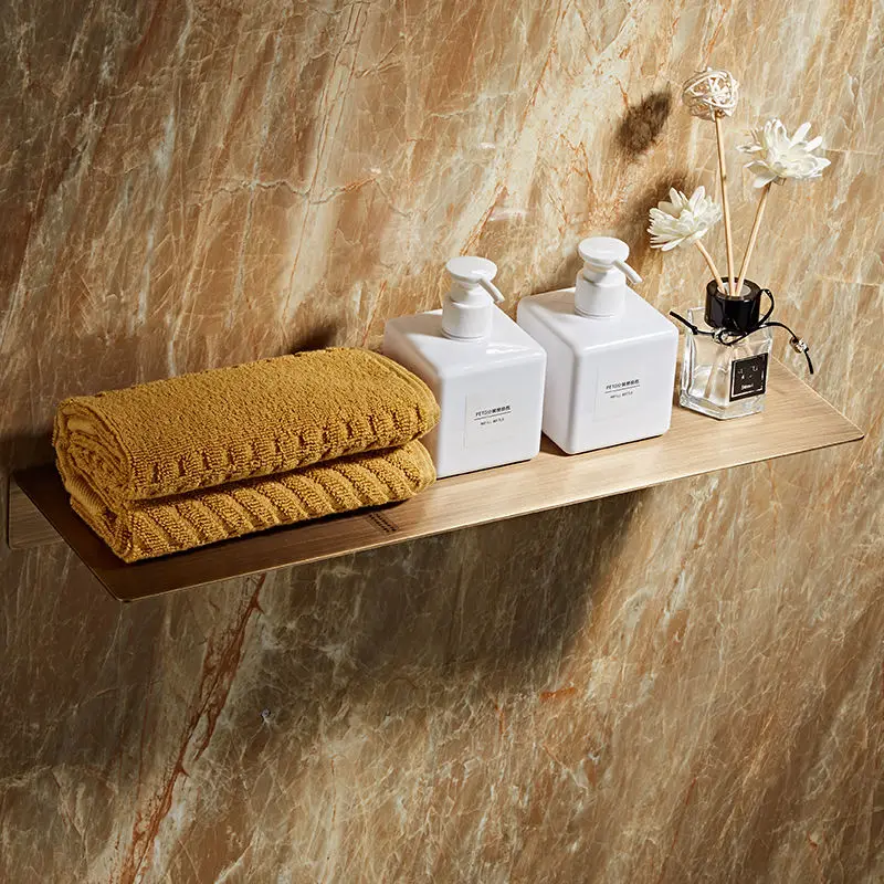 

All-copper antique shelf, brass brushed gold storage rack, washing table mirror front rack, retro word baffle simple