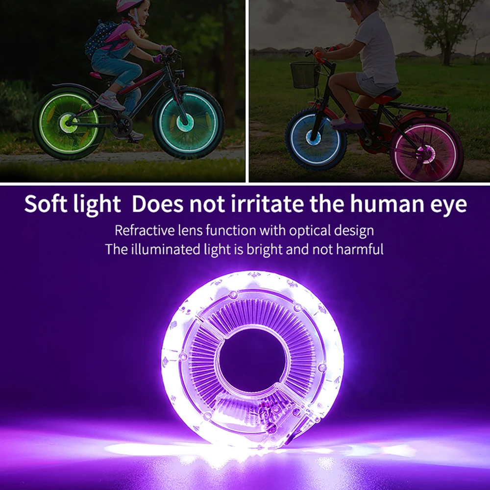 LED Bicycle Wheel Light Bike Front Tail Hub Spoke One Lamp With 7 Color 18 Modes Rechargeable Kids Balance Bike Light