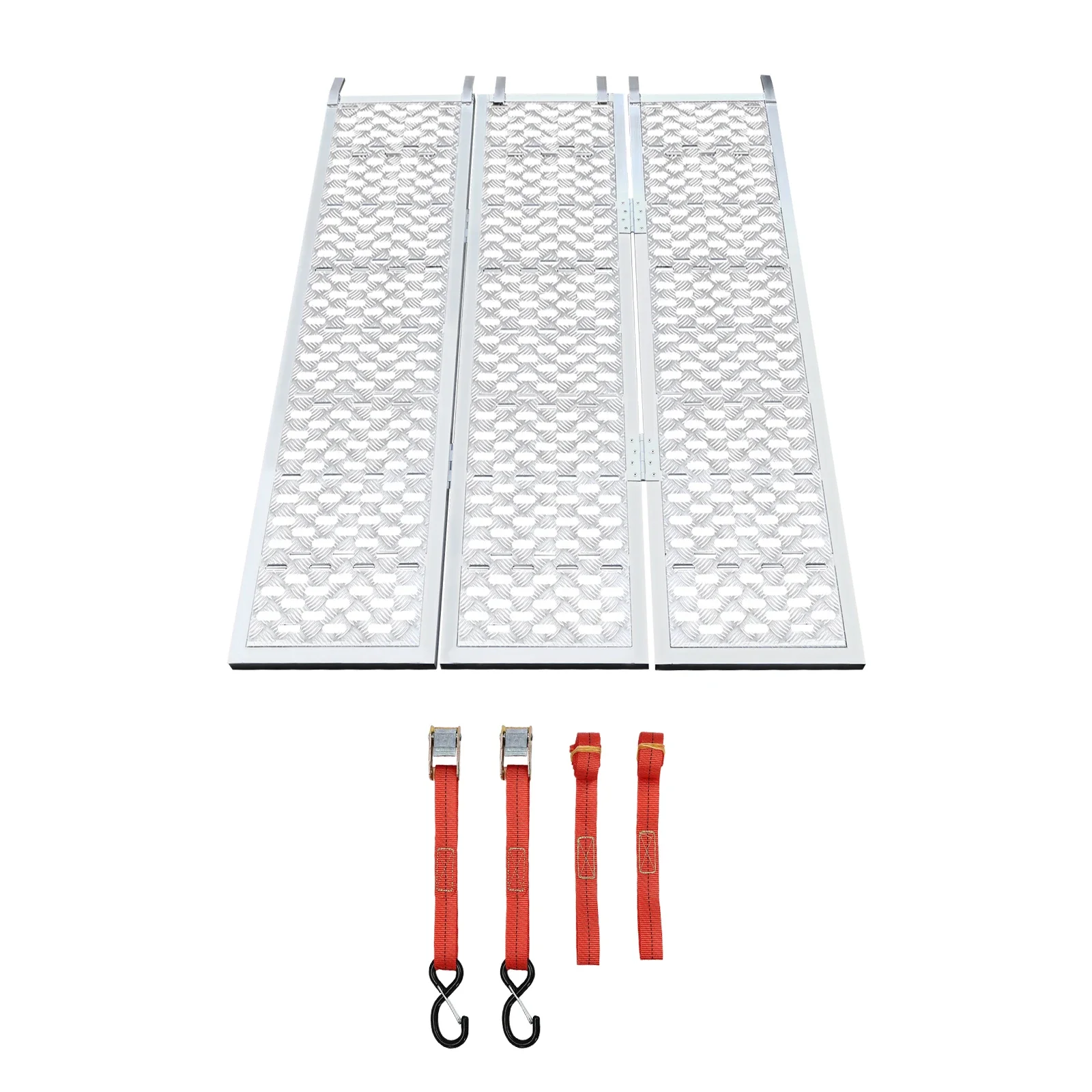 Aluminum Tri Fold Ramp with Treads, Extra Wide Loading Ramps 1500lb Capacity Heavy Duty Trailer Ramps for Motorcycles ATV/Utv