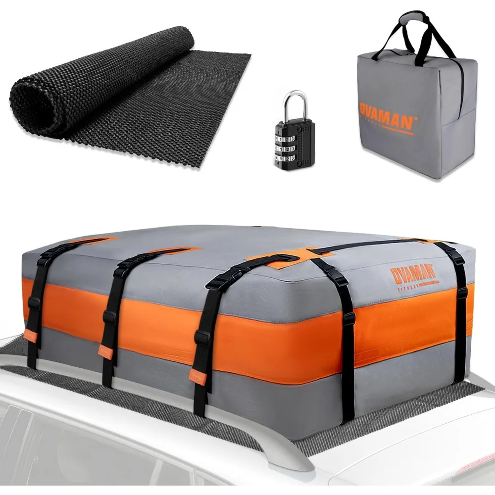 

20 Cubic Feet Waterproof Roof Cargo Bag for SUV & Cars with Anti-Slip Mat, 6 Hooks & Lock