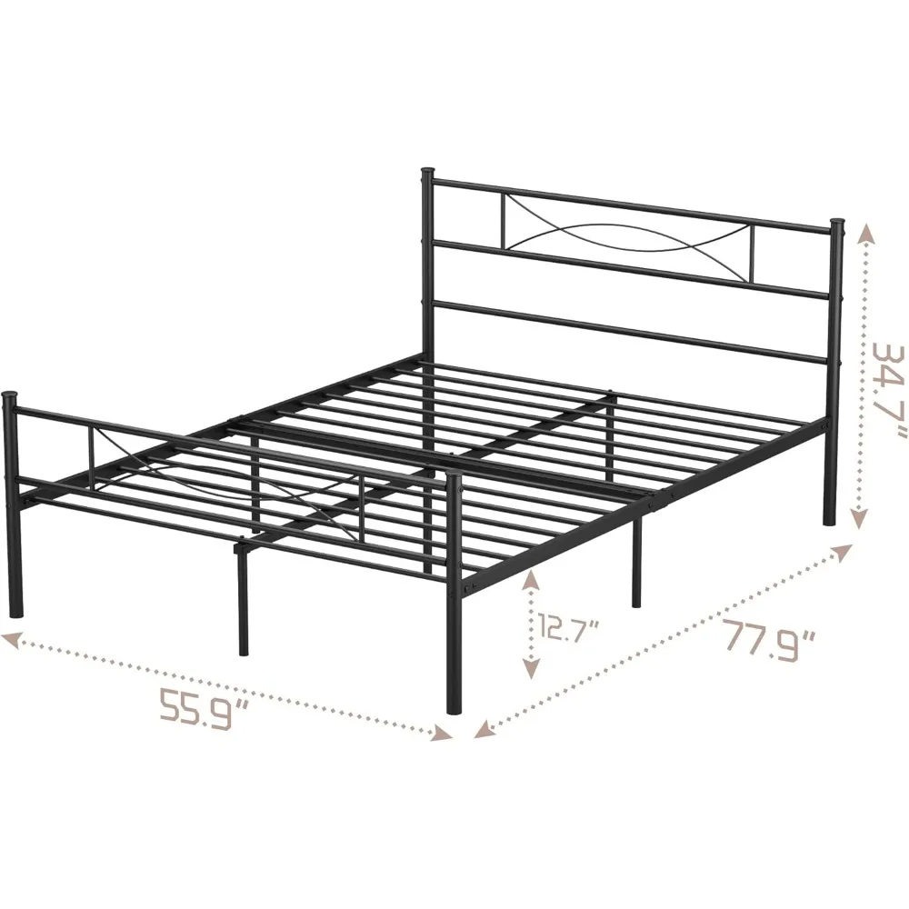 Full Size Metal Bed Frame Mattress Foundation/Platform Bed Heavy Duty Steel Slat Best for Kids Adults Student Black