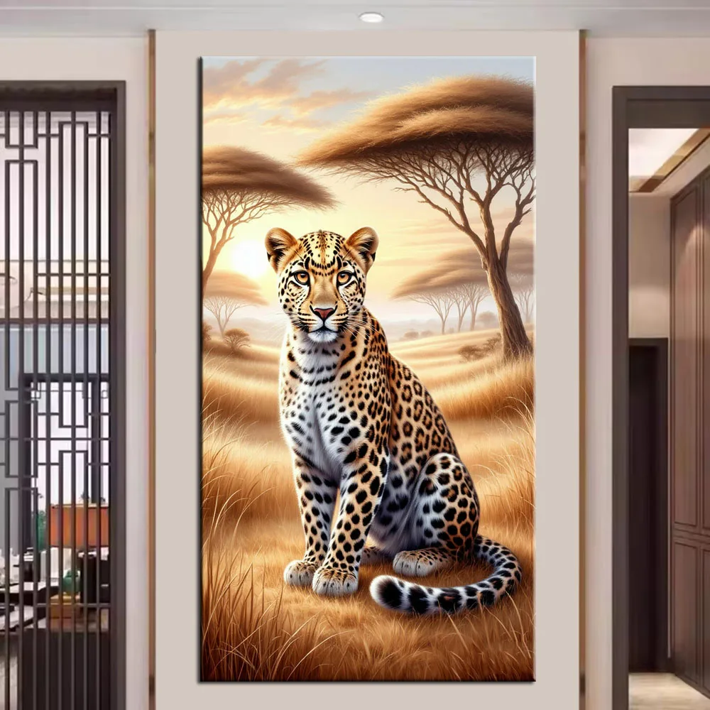 DIY Diamond Painting Cross Stitch Cheetah Rhinoceros Lion on the Grassland Picture Full Drills Diamond Mosaic Home Decor