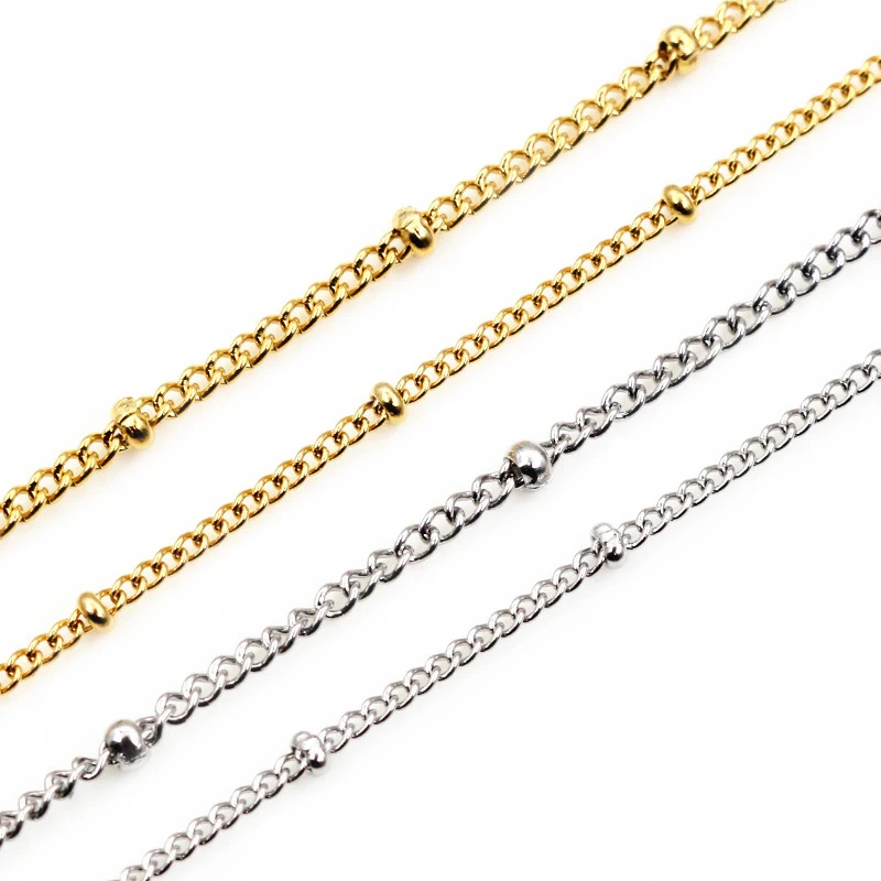 5 Meters Never Fade Stainless Steel Gold Plated Ball Necklace Chains For DIY Jewelry Findings Making Handmade Supplies