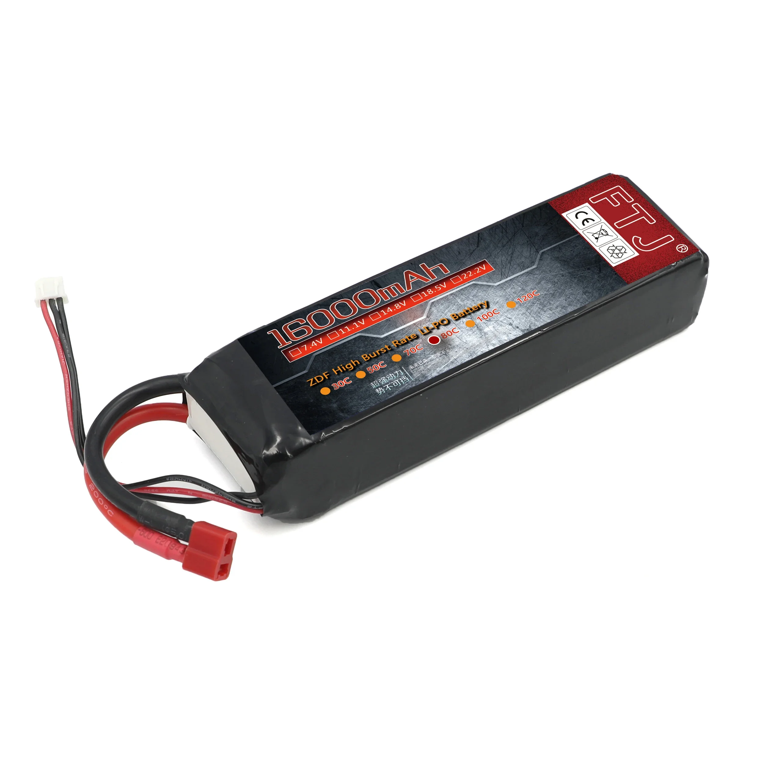 ZDF  RC LiPo Battery 2S 7.4V 16000mAh 80C For RC racing Airplane Drone Quadrotor Aircraft Tank Truck Car Boat