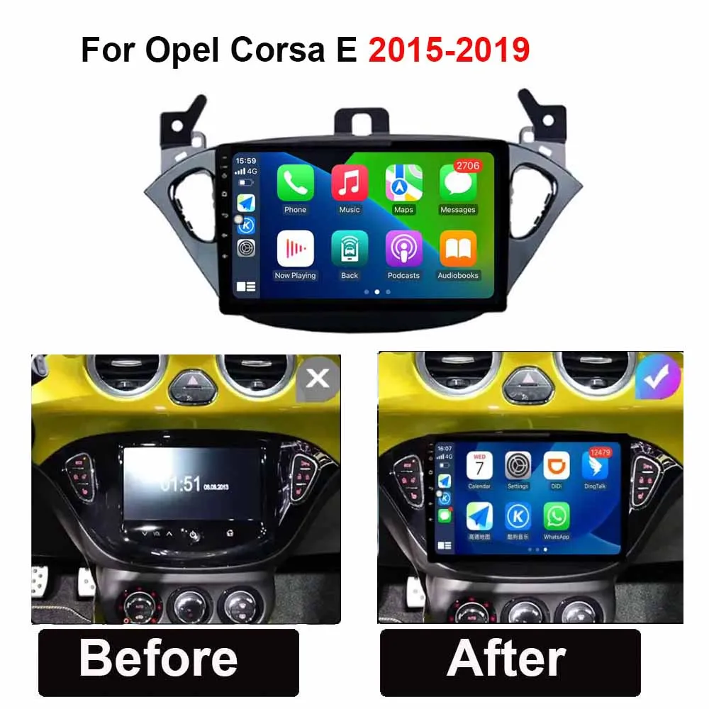 Android Operációs rendszer számára Opel corsa E 2015 - 2019 autó Rádióadó Hang Multimédia GPS Kormánymű automat hifi BT Szikratávirát carplay 4G fejét Egyszeres