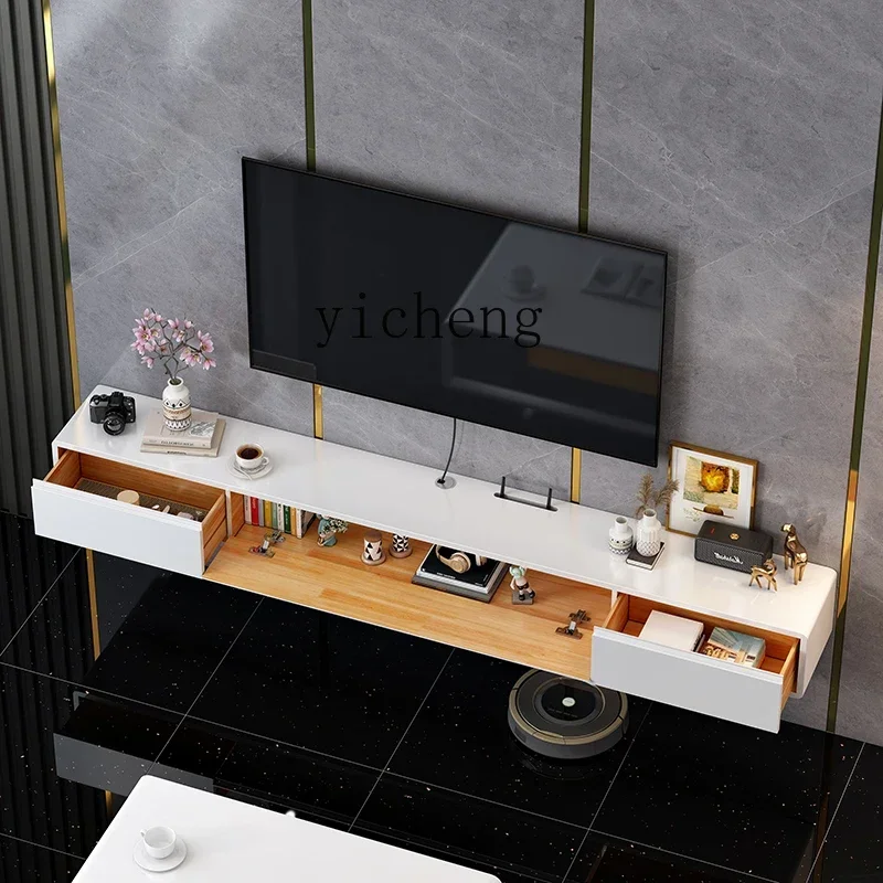 DSA -- solid wood suspended TV cabinet hanging light minimalist ultra-thin upper wall hanging type