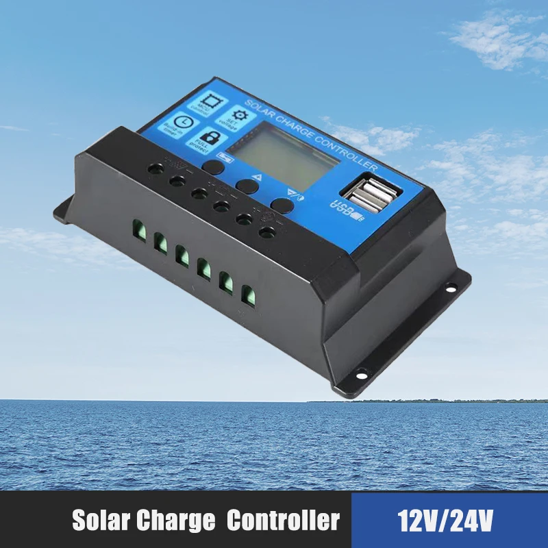 Solar Charger Controller 40A 30A 20A 10A 12V 24V Battery Charger LCD Dual USB Solar Panel Regulator For Max 50V Solar Charger