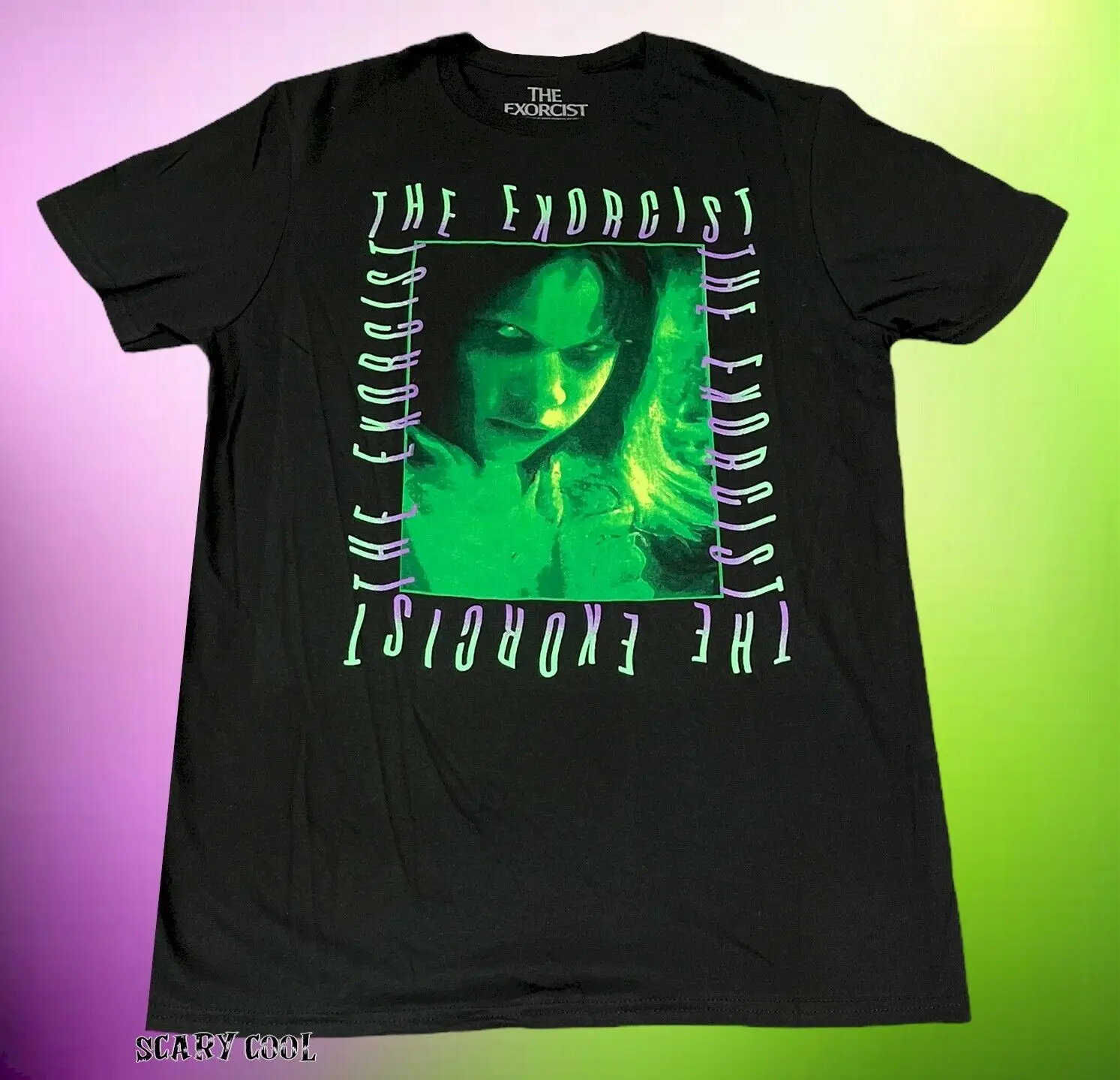 

New The Exorcist Linda Blair 1973 Horror Black Movie Mens Vintage T-Shirt