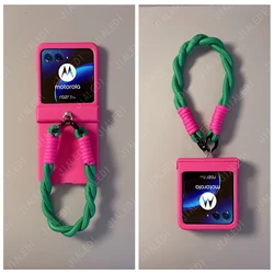 Simple Strap Solid Color Hinger Phone case For Motorola Razr 40 50 Ultra Moto Razr40+ Plus 2024 Cover