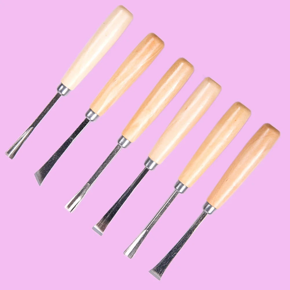 

6 Pieces Wood Carving Chisel Set Professional Sharpened Woodworking Tools Ergonomic Handle for Carvers Artists Wood Carving