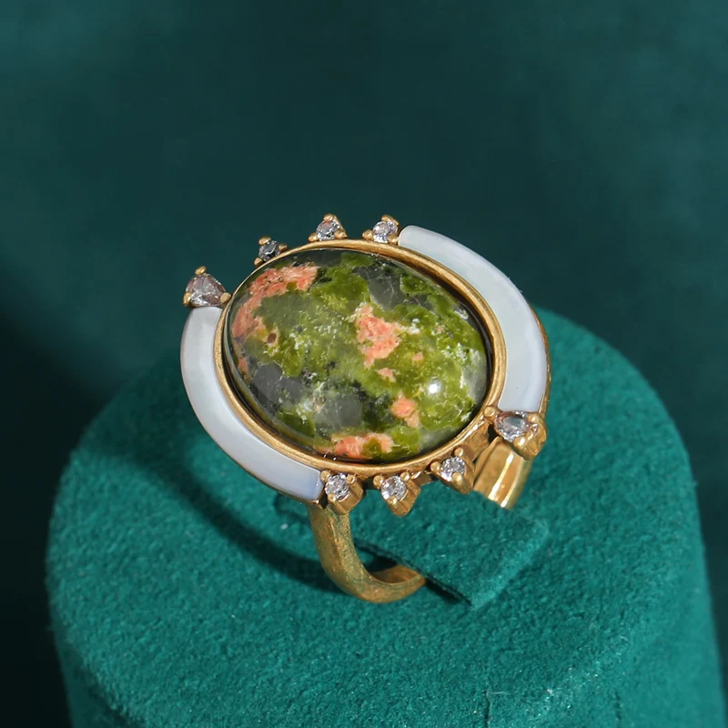 

Vintage Glacier Natural Stone Moss Green Rings World Map Antique Jewelry Globe Shape Gold Color Wedding for Women 2024 New In