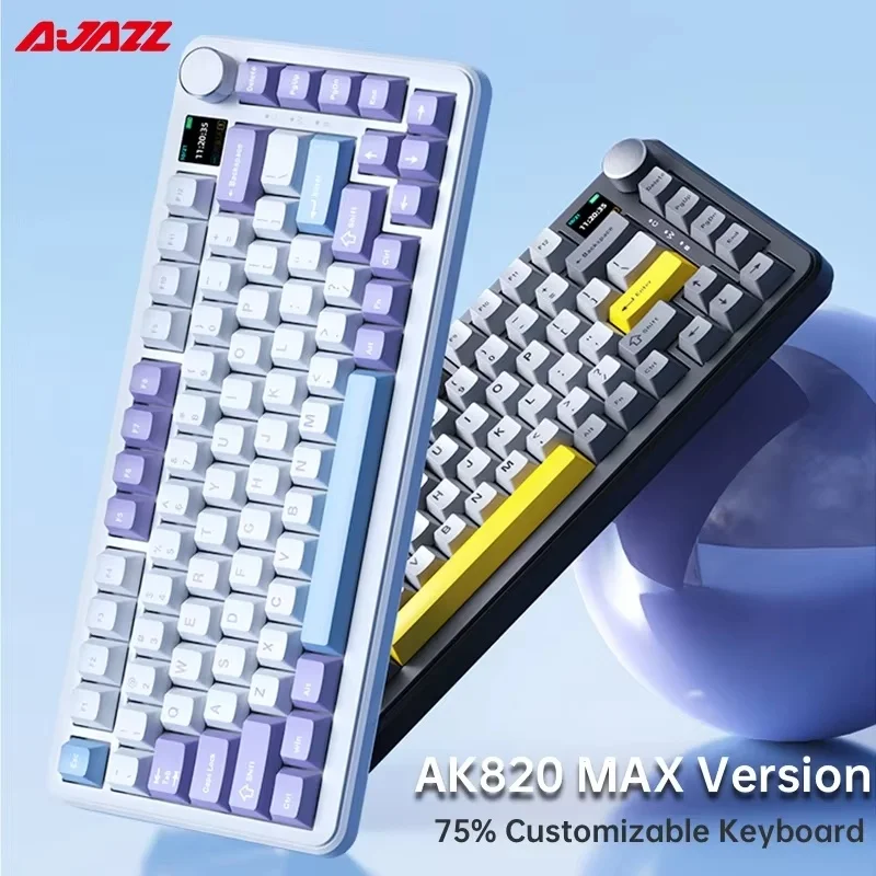 

AJAZZ AK820 MAX Tri-mode RGB Gaming Mechanical Keyboard Bluetooth Wireless 2.4G Type C 82 Keys PBT Keycaps Hot Swap for Gamer PC