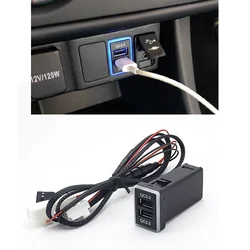 Blue LED Light Quick Charge Dual QC3.0 USB Socket Car Charger Adapter for C-HR Alphard Hilux Land Cruiser Lc200 HIACE 2014-2017