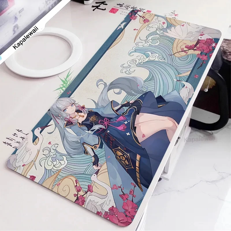 Imagem -04 - Anime Menina Mouse Pad Kawaii Mousepad Gaming Velocidade Teclado Almofadas Grande Gamer Mouse Tapete de Mesa de Borracha 100x50cm Impressão hd Tapete