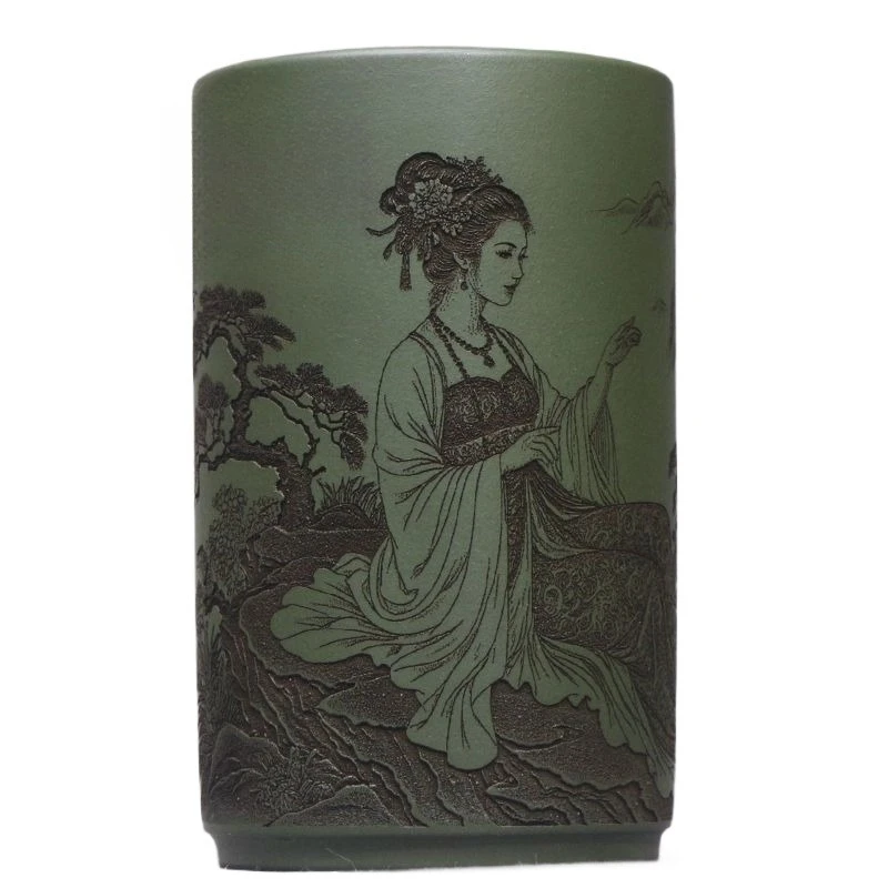 Chinese Yixing Zisha Clay Tea Cup Handmade Carved Beauty Pattern Kung Fu Tea Mug for Home Office Tea Drinking